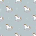 Christmas seamless pattern with childish rocking horses. Royalty Free Stock Photo