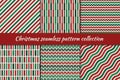 Christmas seamless pattern collection. Holiday backgrounds set. Print kit in traditional colors. Vector digital paper