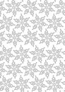 Snow seamless pattern or coloring page with snowflakes as a texture for christmas, outline vector stock illustration with Royalty Free Stock Photo