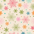 Christmas seamless pattern of complex snowflakes