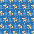 Christmas seamless pattern with cutev reindeer and tree Royalty Free Stock Photo