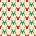 Christmas seamless pattern with deer heads silhouettes Royalty Free Stock Photo
