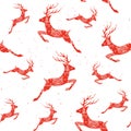 Christmas seamless pattern with deers. Deers The cross stitch. Decorative pattern.