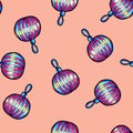 Christmas seamless pattern drawn by hand. Ball for the Christmas tree on a pink background .New year