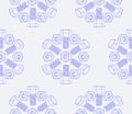 Christmas seamless pattern of fasteners laid out in the shape of snowflakes. Vector background