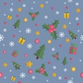 Christmas seamless pattern with flat elements