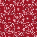 Christmas seamless pattern with foxes sleeping and snowflake Royalty Free Stock Photo