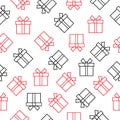 Christmas seamless pattern with gift boxes. White holiday vector illustration. Royalty Free Stock Photo