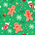 Christmas Seamless Pattern with Gingerbreads and other Symbol Royalty Free Stock Photo
