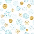 Christmas seamless pattern glitter sbowflakes abstract ornament blue winter circle elements Snowy wallpaper