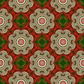 Christmas seamless pattern. Green, red and white colors.