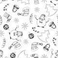 Christmas seamless pattern. Hand drawing.