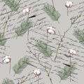 Christmas seamless pattern with a handwritten text