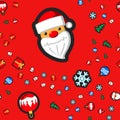 Christmas seamless pattern with holiday toys and symbols in flat cartoon style Royalty Free Stock Photo