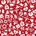 Christmas seamless pattern of icons of flat style. Background for holidays. Royalty Free Stock Photo