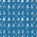 13 christmas tree snowflakes christmas seamless pattern Royalty Free Stock Photo