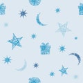 Christmas seamless pattern, light blue