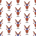 Christmas seamless pattern made from Deer character in medical mask Royalty Free Stock Photo