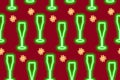 Christmas seamless pattern of neon wineglasses with hashtag sign in trendy shades. Happy New Year