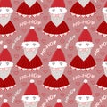 Christmas seamless pattern. New Year funny background. Gift wrap texture in red color. Christmas wrapping paper pattern with funny