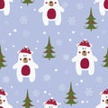 Christmas seamless pattern with polar bears