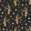 Christmas seamless pattern with reindeer background, Winter pattern with reindeer, wrapping paper, pattern fills, winter greetings Royalty Free Stock Photo