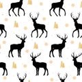 Christmas seamless pattern with reindeer background, Winter pattern with reindeer, wrapping paper, pattern fills, winter greetings Royalty Free Stock Photo