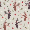 Christmas seamless pattern with reindeer background, Winter pattern with reindeer, wrapping paper, pattern fills, winter greetings Royalty Free Stock Photo