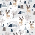 Christmas seamless pattern with reindeer background, Winter pattern, wrapping paper, pattern fills, winter greetings, web page Royalty Free Stock Photo