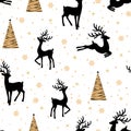 Christmas seamless pattern with reindeer background, Winter pattern with reindeer, wrapping paper, winter greetings, web page