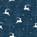 Christmas seamless pattern with reindeers on winter night,for decorative,celebrate party,greeting card or wrapping paper