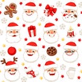 Christmas Seamless Pattern with Santa Claus Isolated