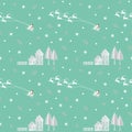 Christmas seamless pattern with santa clause on soft green background