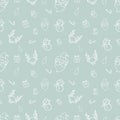 Christmas seamless pattern doodle on blue background