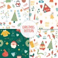 Christmas seamless pattern set in hand drawn
