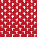 Christmas seamless pattern with silhouettes of angels, trumpets and stars, polygonal design, vector illustration