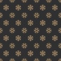 Christmas seamless pattern with snowflake gold color on black background Royalty Free Stock Photo