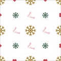 Christmas seamless pattern with snowflake leaf and love