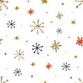 Christmas seamless pattern with snowflakes. Hand drawn doodle snowflakes background for wrapping paper, textiles