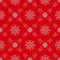 Christmas seamless pattern snowflakes Red background line art style Royalty Free Stock Photo