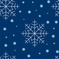 Christmas Seamless pattern with snowflakes. Winter Flat vector illustration for Holiday decoration Royalty Free Stock Photo