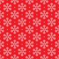 Christmas seamless pattern snowflaks on red background.