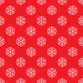 Christmas seamless pattern snowflaks on red background.