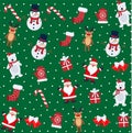 Christmas seamless pattern with snowman, reindeer and Santa Claus Royalty Free Stock Photo