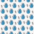 Christmas seamless pattern with snowman scandinavian style on white background