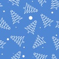 Christmas seamless pattern with christmas tree and snowflakes, vector background. Design template for wallpaper, fabric Royalty Free Stock Photo