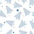 Christmas seamless pattern with christmas tree and snowflakes, vector background. Design template for wallpaper, fabric Royalty Free Stock Photo