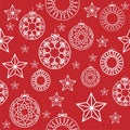 Christmas seamless pattern vector. Delicate paper cut like texture.