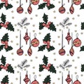 Christmas seamless pattern in vector with holiday signs and elements