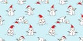 Christmas seamless pattern vector Snowman Santa Claus snow winter scarf isolated Holiday repeat tile background Royalty Free Stock Photo